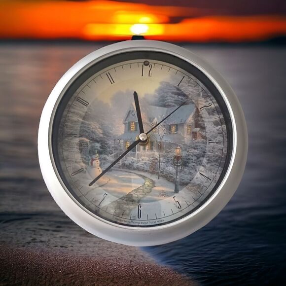 Thomas Kinkade Wall Clock 2004 The Night Before Christmas Musical Winter VIDEO. - Picture 14 of 14
